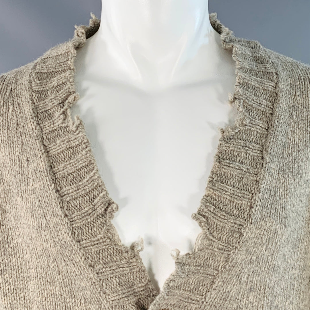 DANIELE ALESSANDRINI Size M Grey Knit Wool Distressed Cardigan