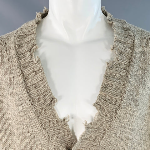 DANIELE ALESSANDRINI Size M Grey Knit Wool Distressed Cardigan