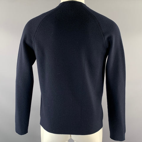 DRIES VAN NOTEN Size S Navy Knit Merino Wool V-Neck Cardigan