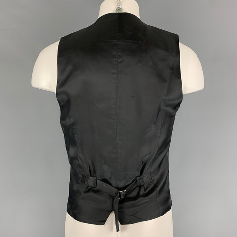 DOLCE & GABBANA Size 38 Dark Gray Black Wool Silk Vest