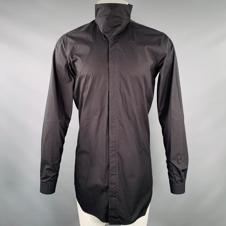 RICK OWENS SS14 Size M Vicious Black Cotton Long Sleeve Shirt