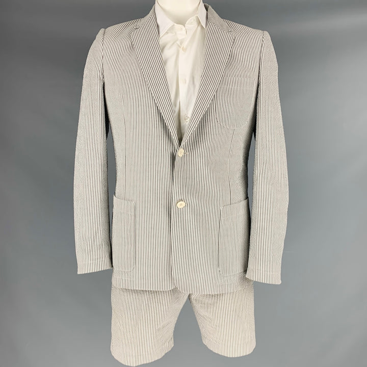 MR P. Taille 42 Blanc Gris Seersucker Coton Simple Boutonnage Short Costume