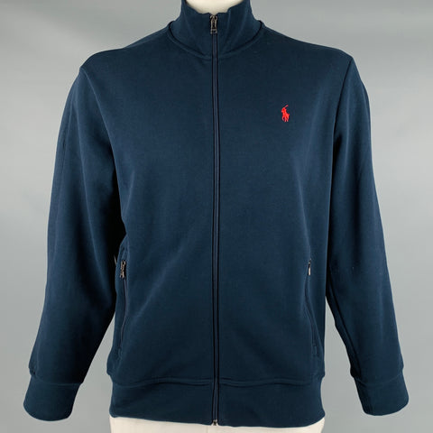 POLO by RALPH LAUREN Size L Navy Cotton Polyester Zip Up Sweatshirt