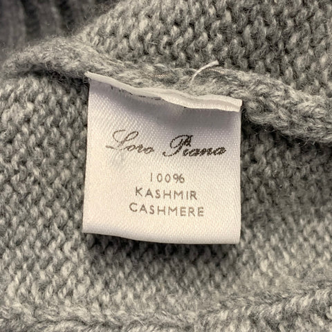 LORO PIANA Size M Grey Cable Knit Baby Cashmere Crew Neck Sweater