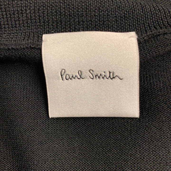 PAUL SMITH Size M Black Knit Merino Wool Half Zip Pullover