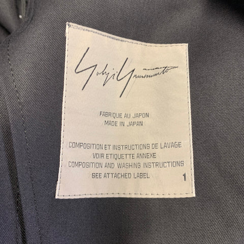 YOHJI YAMAMOTO Size S Black Cotton Notch Lapel Coat