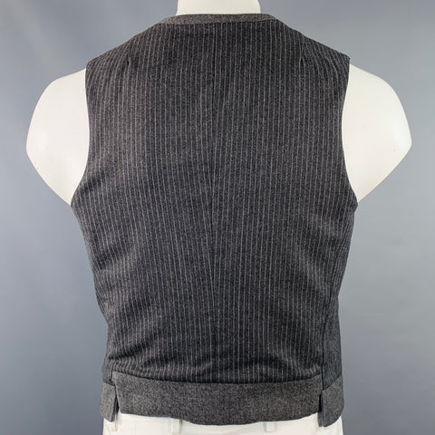 NEIL BARRETT Size L Grey White Pinstripe Wool Double Breasted Notch Lapel Vest