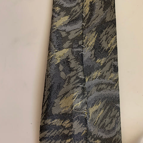ISSEY MIYAKE Grey Khaki Geometric Silk Tie