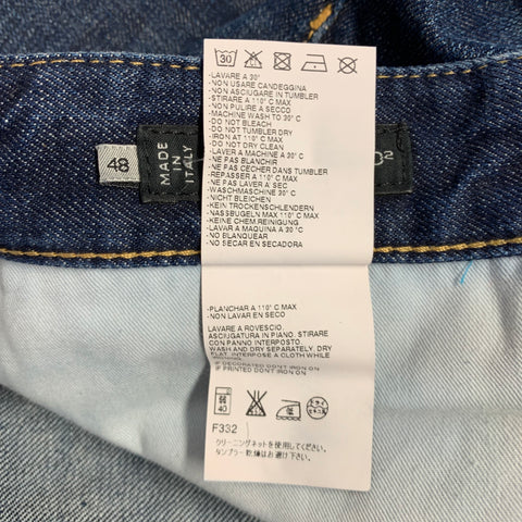 DSQUARED2 Size 32 Blue Distressed Cotton Straight Button Fly Jeans