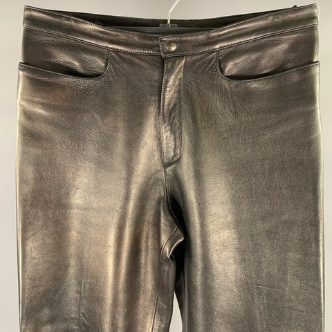 NEIL BARRETT Size 31 Black Metallic Leather Dress Pants