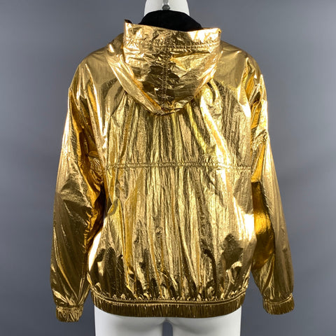 ZADIG & VOLTAIRE Size S Gold Polyamide Metallic Zip Up Jacket