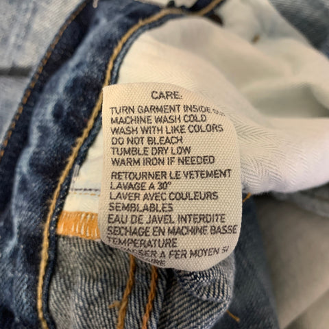 RALPH LAUREN Size 36 Blue Distressed Cotton Straight Jeans