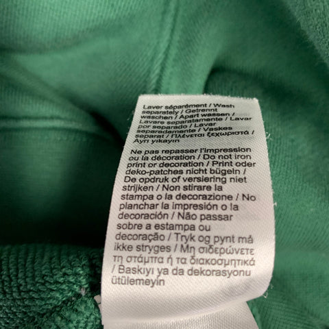 LACOSTE Size L Green Logo Cotton Hooded Sweatshirt