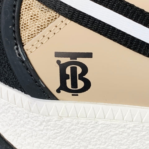 BURBERRY by RICARDO TISCI Size 12 Tan Black Red Stripe Mesh Low Top Sneakers