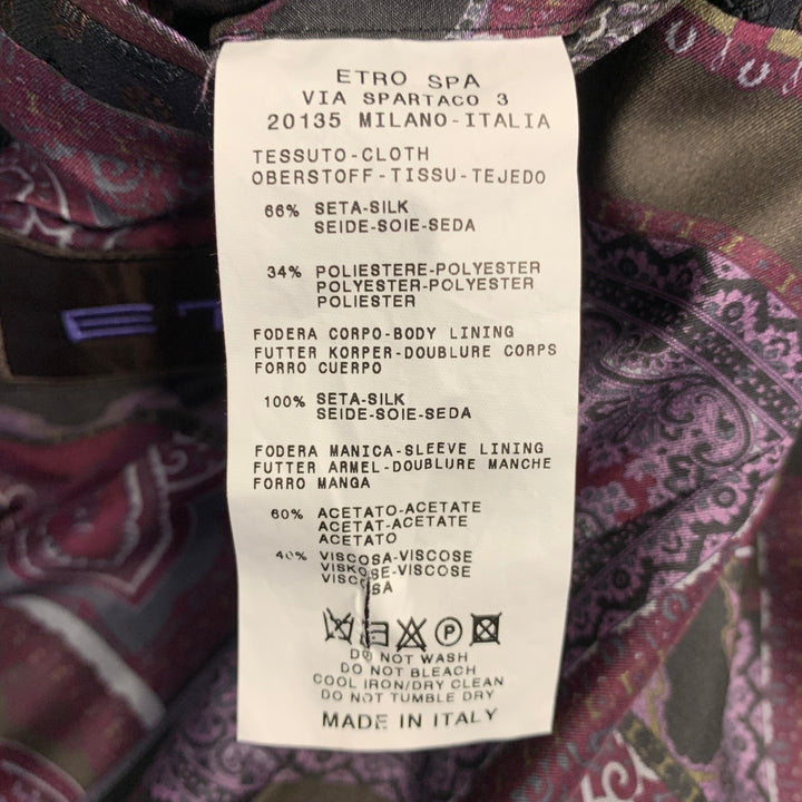 ETRO Size 44 Black Brown Paisley Silk Blend Jacquard Notch Lapel Sport Coat