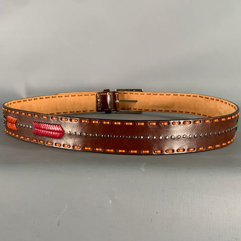 ETRO Brown Orange Leather Belt