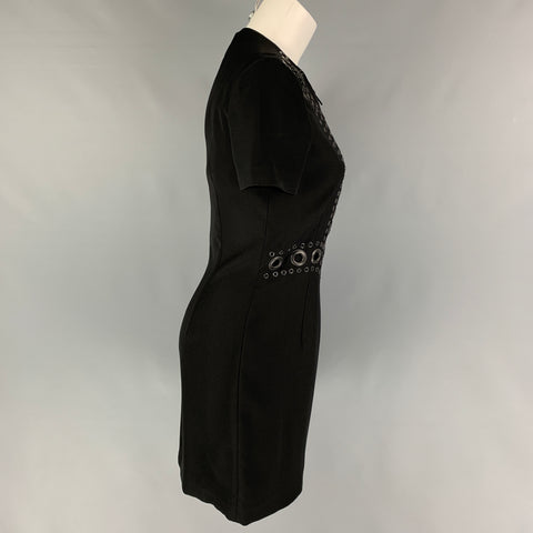GIVENCHY Talla 4 Vestido de manga corta de poliéster negro bronce