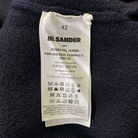 JIL SANDER Size M Navy Wool Crew-Neck Sweater