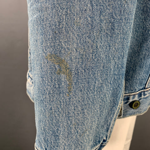 LEVI STRAUSS Size XL Blue Yellow Embroidery Cotton Trucker Jacket