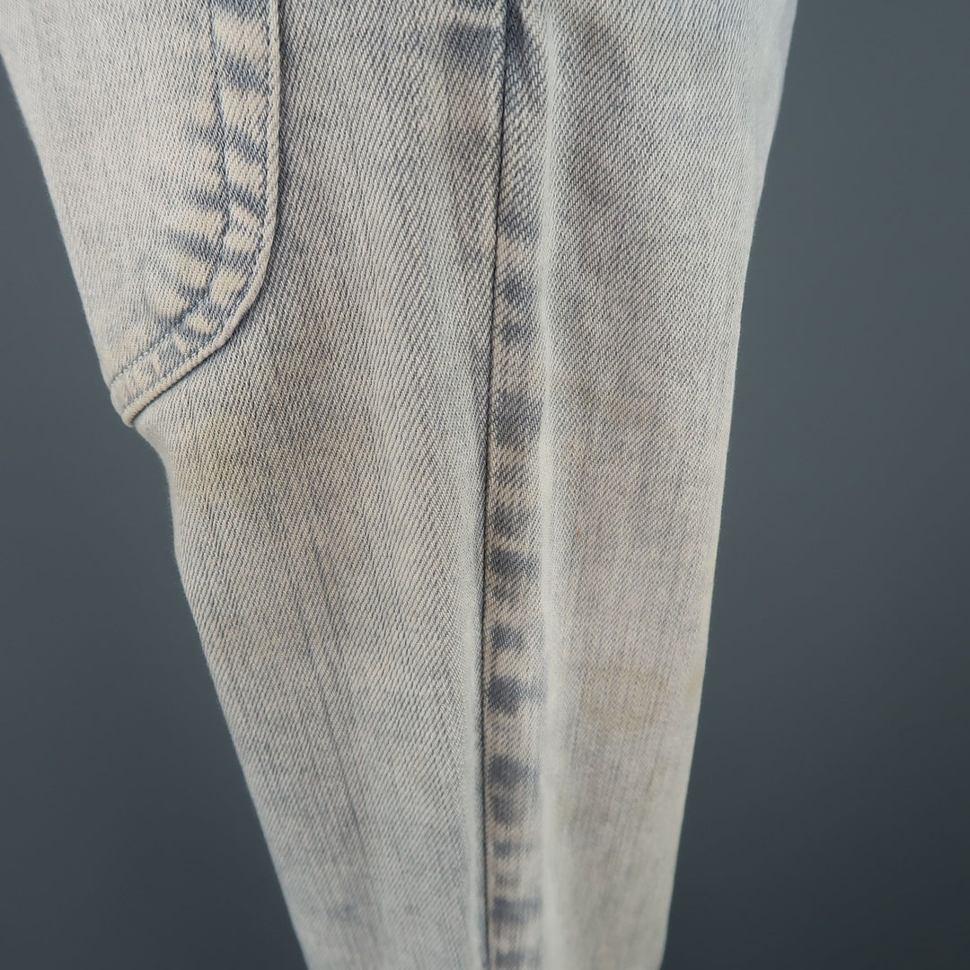 MAISON MARTIN MARGIELA Talla 6 Vaqueros pitillo con lavado ácido gris claro 