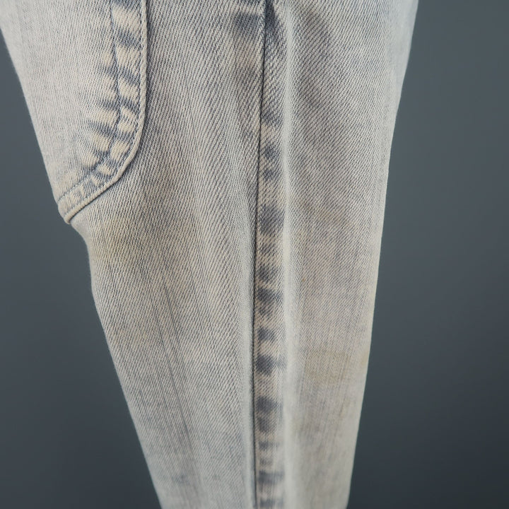MAISON MARTIN MARGIELA Talla 6 Vaqueros pitillo con lavado ácido gris claro 