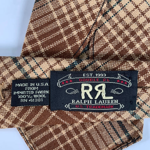 RRL by RALPH LAUREN Brown Black Tartan Wool Tie
