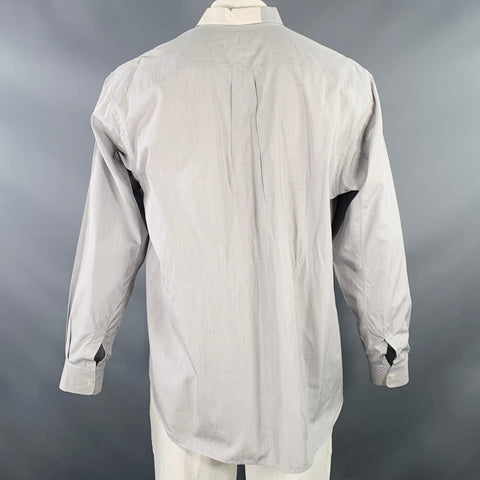 COMME des GARCONS SHIRT Size L Grey White Cotton One Pocket Long Sleeve Shirt