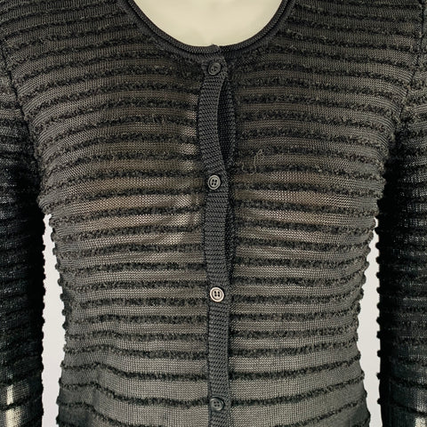 YIGAL AZROUEL Size S Black Knit Ribbed Cardigan