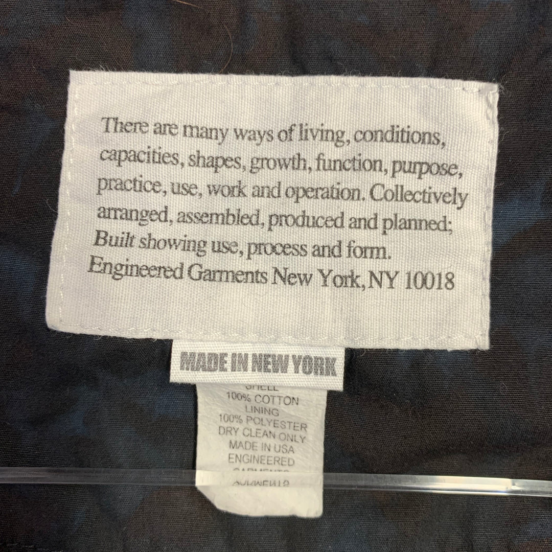 ENGINEERED GARMENTS Size L Black Blue Marbled Cotton Chore Jacket