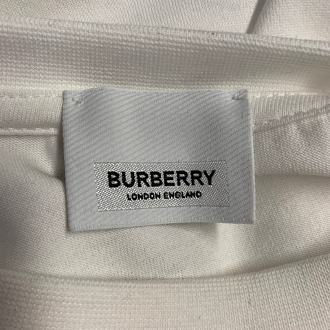 BURBERRY Size XS White Embellishment Cotton Crew Neck Pullover