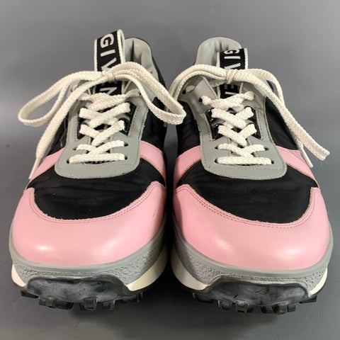 GIVENCHY Size 10 Pink Black Mixed Fabrics Low Top Lace Up Shoes