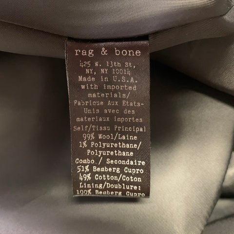RAG & BONE Size 8 Black Wool Blend Double Breasted Vest