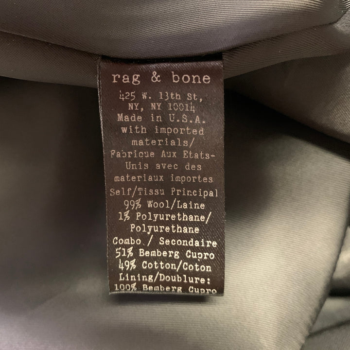 RAG & BONE Size 8 Black Wool Blend Double Breasted Vest