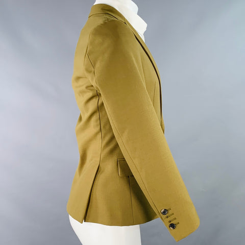 DRIES VAN NOTEN Size 36 Khaki Polyester Wool Single Breasted Sport Coat