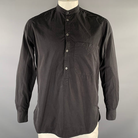 Chemise BARENA taille XL, noire en coton, à col officier et manches longues
