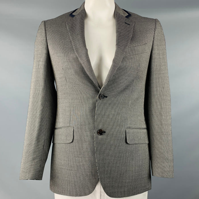 ETRO Size 38 Black White Nailhead Silk Wool Notch Lapel Sport Coat