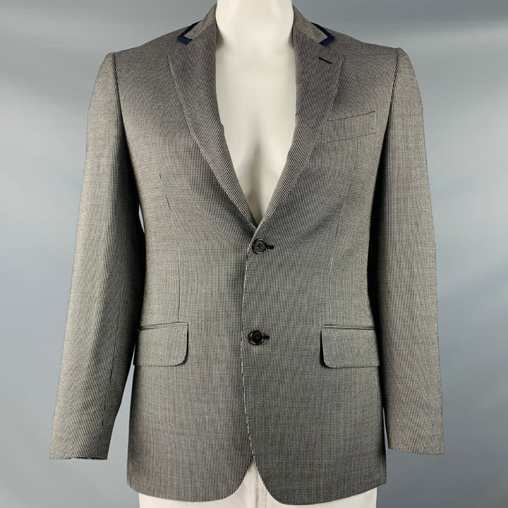 ETRO Taille 38 Manteau de sport à revers cranté en laine de soie noir et blanc