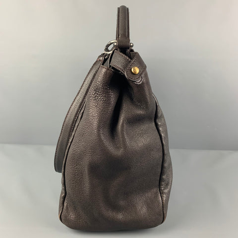 FENDI 2009 Brown Gold Ombre Leather Satchel Large Zucca Peekaboo Bag
