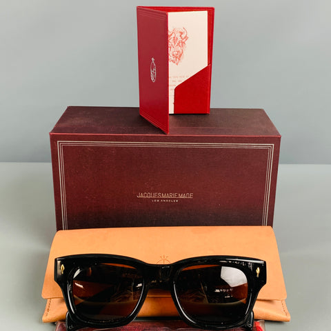 JACQUES MARIE MAGE Black Gold Stripe Acetate Sunglasses