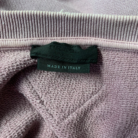 PRADA Size XL Lavender Dark Grey Distressed Cotton Crew Neck Sweatshirt