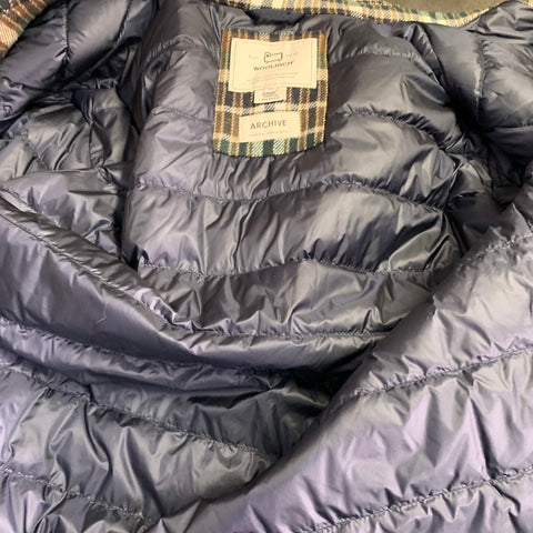 WOOLRICH Taille M Veste Chemise en Laine Mélangée à Carreaux Gris Marron Blanc