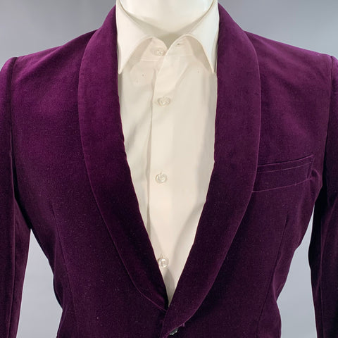 TRISECT 2 Size S Purple Cotton Blend Velvet Single Breasted Shawl Collar Sport Coat