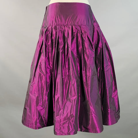 Jupe plissée midi en taffetas de tulle violet, taille S, style vintage