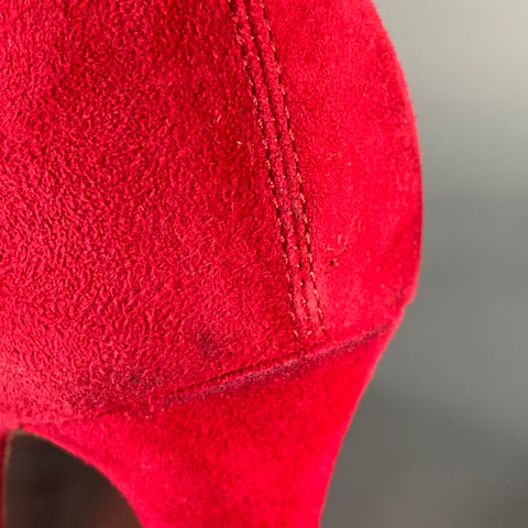 ALEXANDER MCQUEEN Size 8 Red Suede Platform Ankle Boots