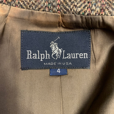 RALPH LAUREN Size 4 Tan Multi Color Wool Herringbone Jacket Blazer