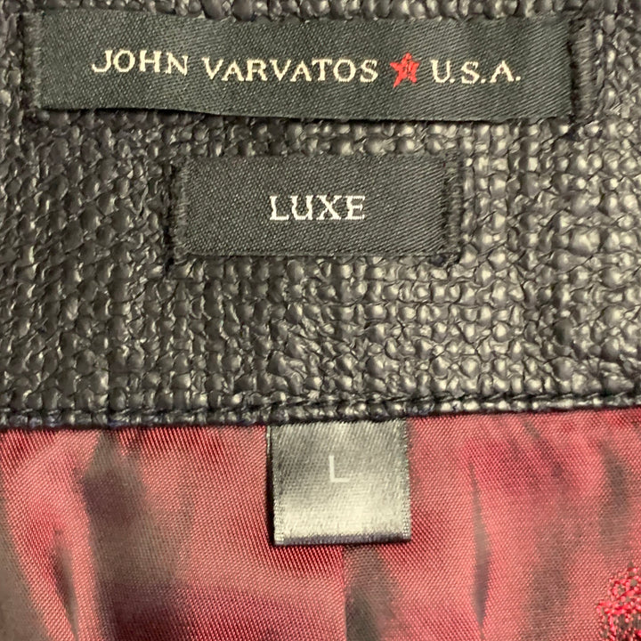 JOHN VARVATOS STAR USA Size L Black Cotton Zip Buttons Jacket