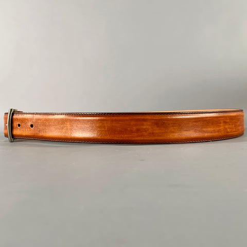 MAGNANNI Size 38 Brown Silver Leather Belt