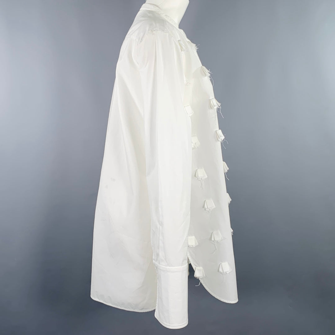 PORTS 1961 Size M White Cotton Applique Nehru Collar Shirt