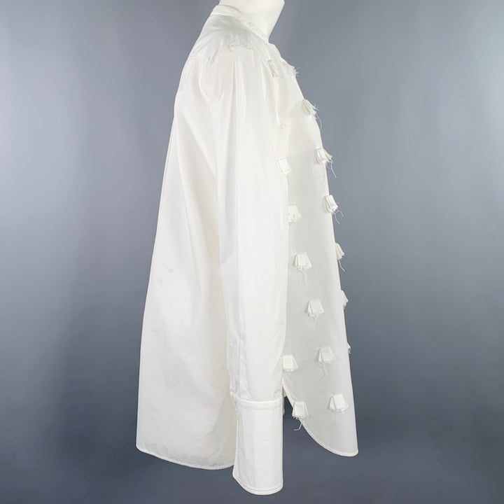 PORTS 1961 Size M White Cotton Applique Nehru Collar Shirt