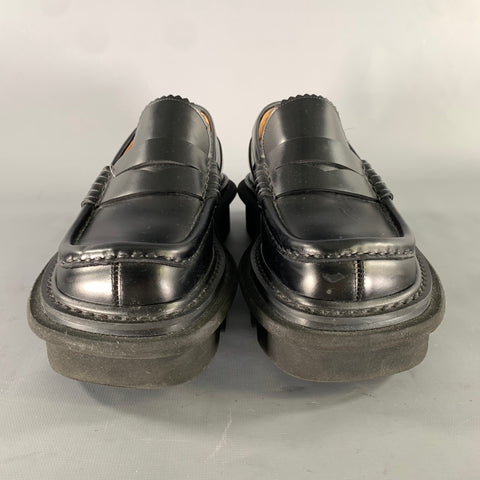DRIES VAN NOTEN Size 6.5 Black Leather Loafers